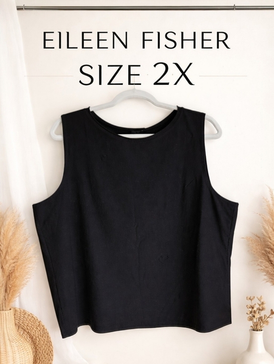 Eileen Fisher Tops - Eileen Fisher Sleeveless Black Viscose Jersey Blend Top Tank  Women Size 2x